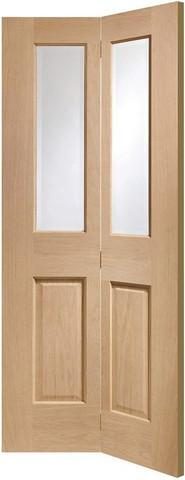 XL Joinery Internal Oak Malton Bi-Fold with Clear Bevelled Glass Door